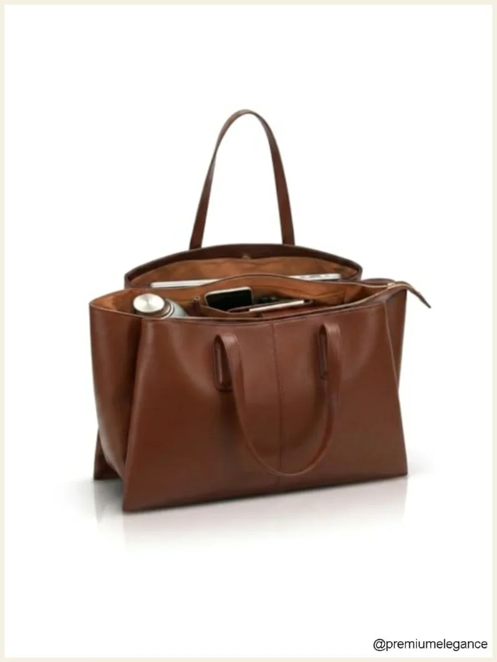 Vegan Leather Laptop Tote Bag Triple Compartment Work Purse